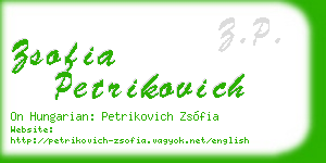 zsofia petrikovich business card